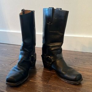 Frye vintage leather 80’s motorcycle black boots Size 11